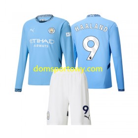 Koszulka Manchester City Erling Haaland 9 Dziecięcy Domowe Koszulki Piłkarskie 2024-2025 Długi Rękaw